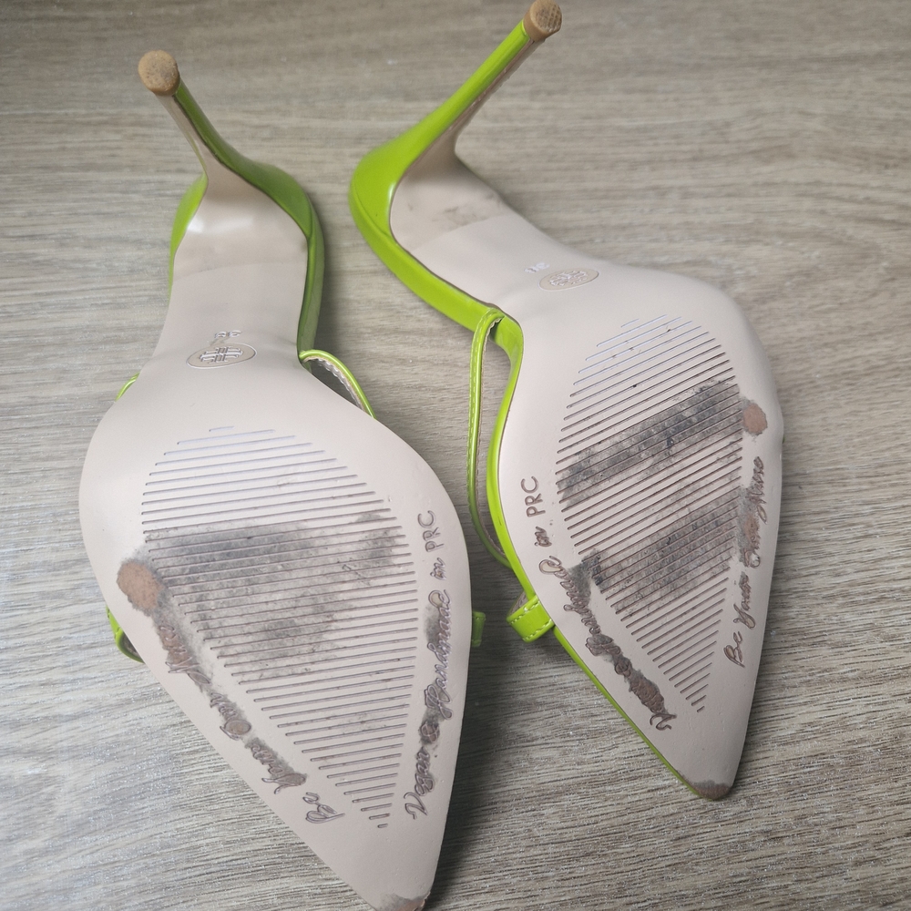 FEMME Neon Green Pointed Heels - Picture 4 of 6